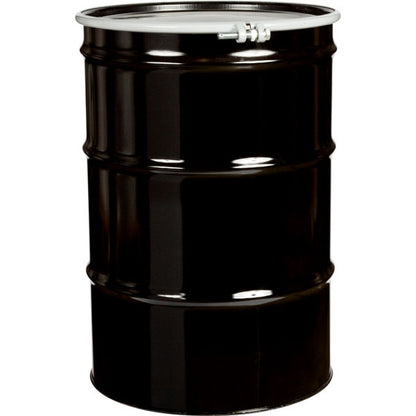 55-gallon open top black steel drum with locking ring