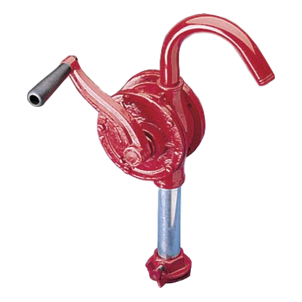 Aluminum rotary drum pump with hand crank for fuel and oil transfer